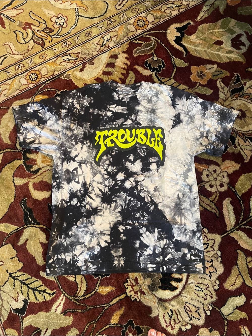 Trouble Tie-Dye Graphic Tee - Black & White